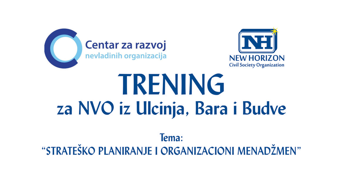 Trening za NVO iz Ulcinja, Bara i Budve – Poziv za prijavu