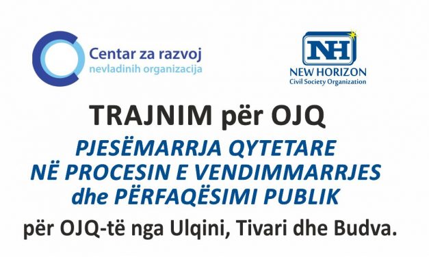Trajnim për OJQ – PJESËMARRJA QYTETARE NË PROCESIN E VENDIMMARRJES dhe PËRFAQËSIMI PUBLIK