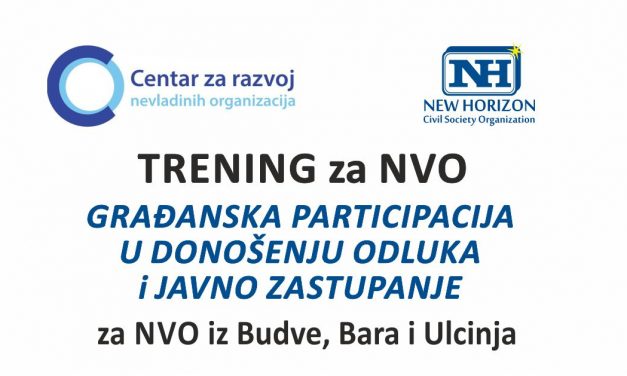 Trening za NVO – GRAĐANSKA PARTICIPACIJA U DONOŠENJU ODLUKA i JAVNO ZASTUPANJE