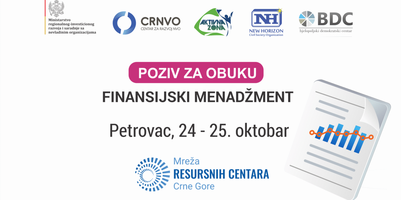 Poziv za NVO: Obuka na temu “Finansijski menadžment“