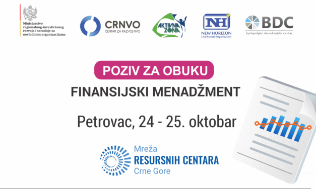 Poziv za NVO: Obuka na temu “Finansijski menadžment“