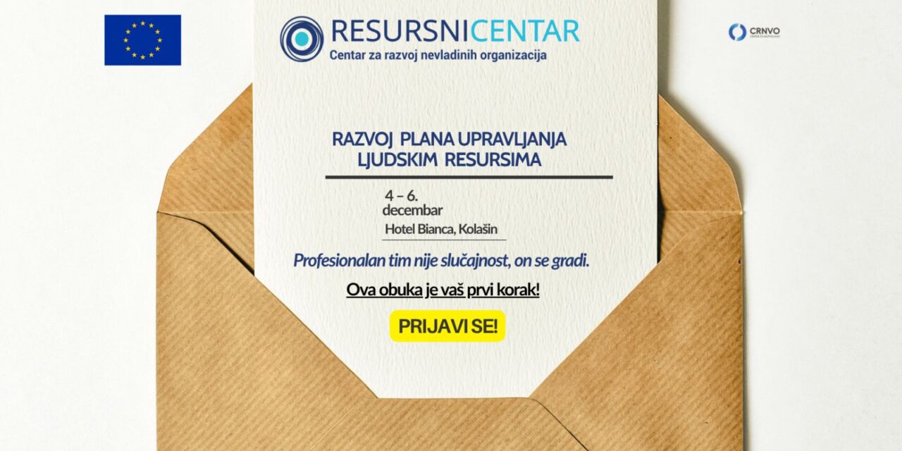 Poziv za obuku “Razvoj plana upravljanja ljudskim resursima”