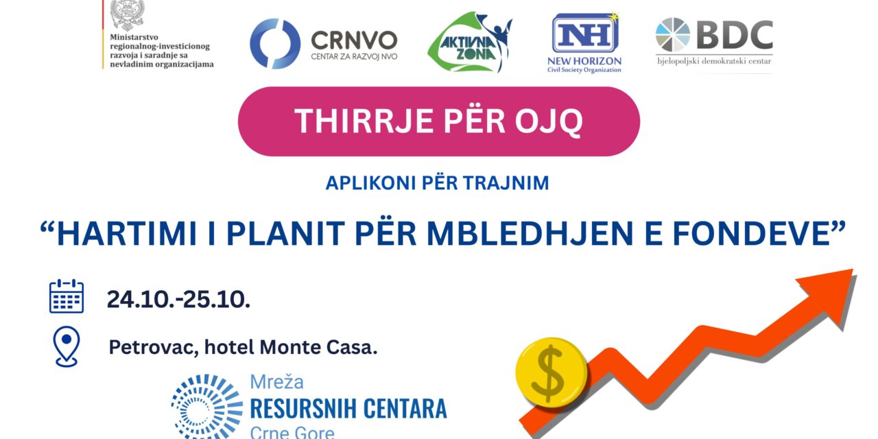 Thirrje për OJQ: Trajnim në temën “Hartimi i planit për mbledhjen e fondeve”