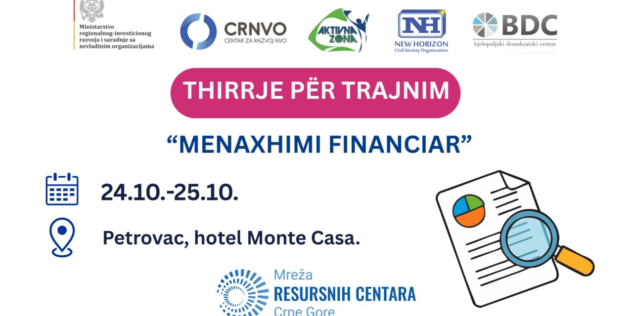 Thirrje për OJQ-të: Trajnim mbi temën menaxhimi financiar