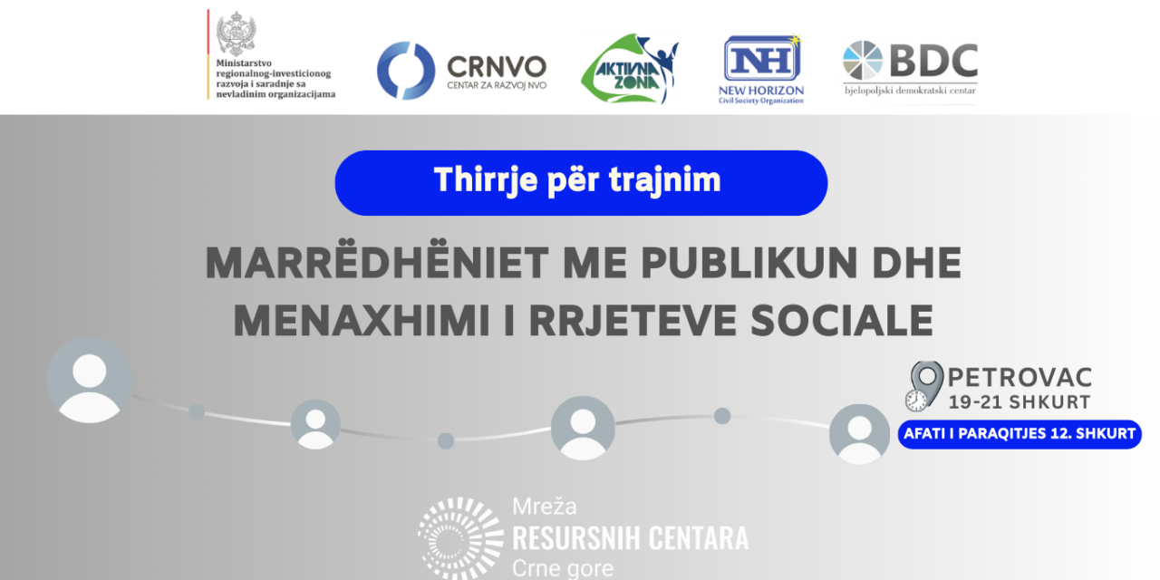 Poziv za obuku na temu “Odnosi s javnošću i upravljanje društvenim mrežama”