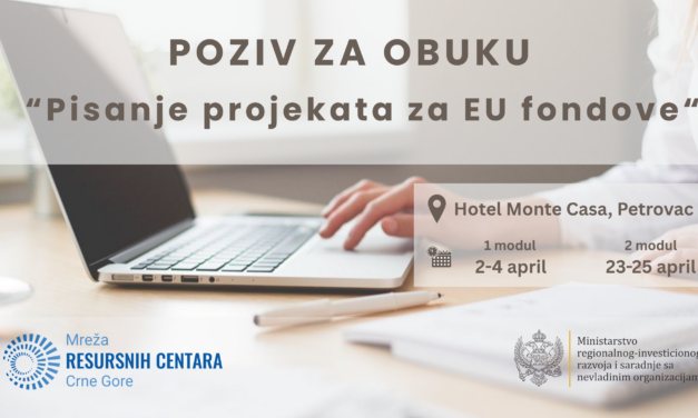 Poziv za obuku: “Pisanje projekata za EU fondove”
