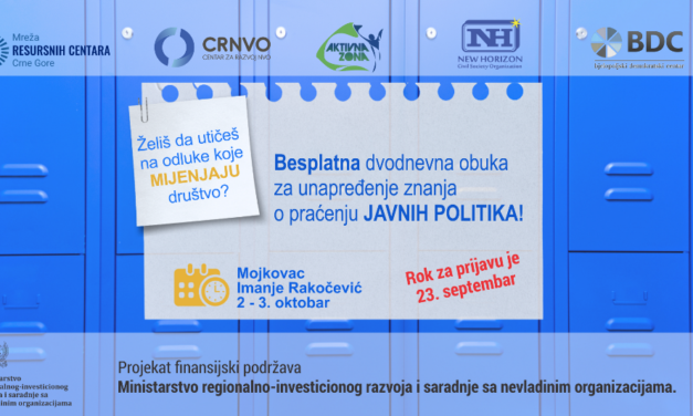 Poziv za obuku na temu ,,Praćenje javnih politika”
